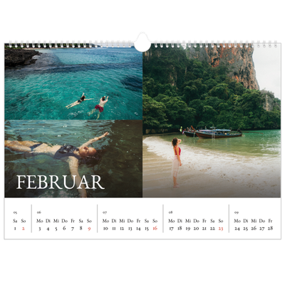 Fotokalender A3 — Einfacher Serif [Februar]