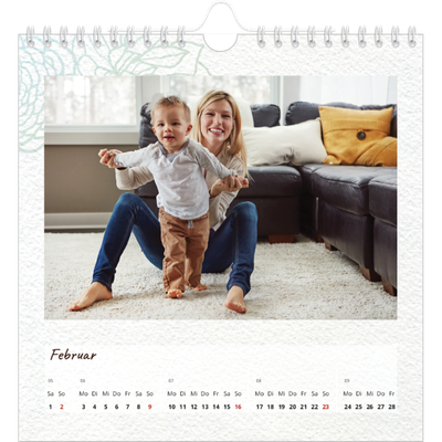 Jahreskalender Quadratisch — Geschenkpapier blumig [Februar]