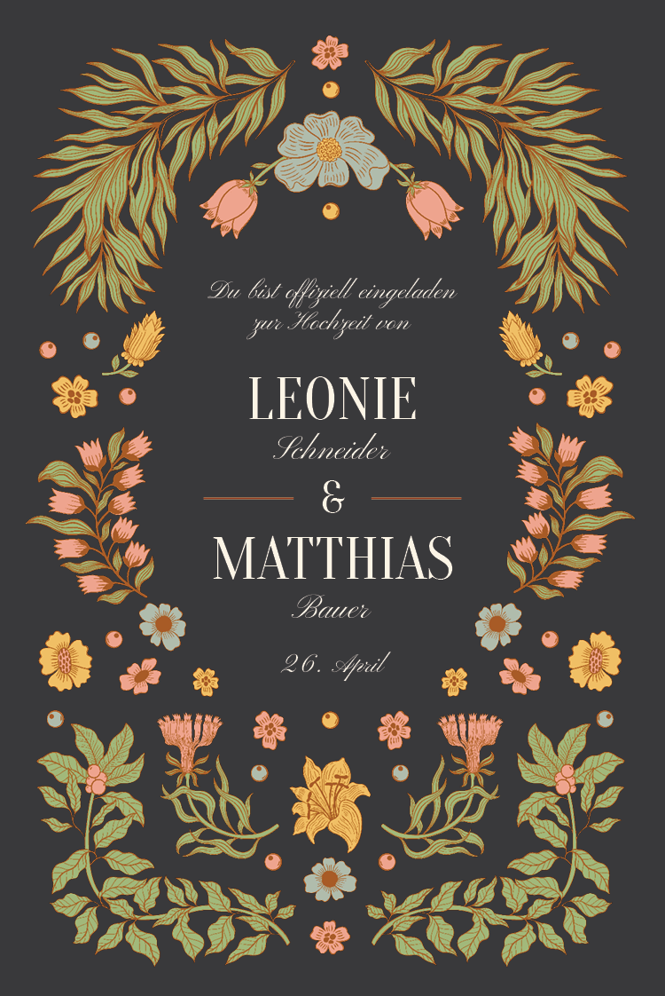 Einladungskarten — Rebe und Blüte