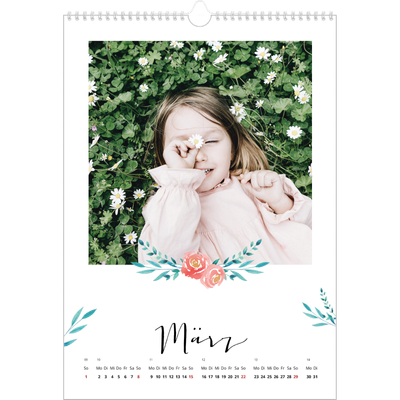 A3 Jahreskalender — Blumen-Illustrationen [Marsch]
