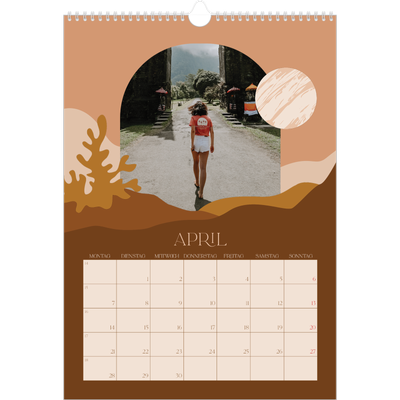 A3 Jahreskalender — Berge in neutralen Farbtönen [April]