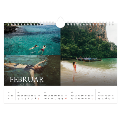 Fotokalender A4 — Einfacher Serif [Februar]