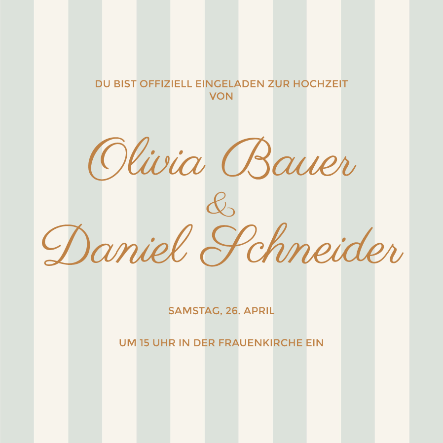 Einladungskarten — Schrift und Streifen