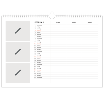 Family Planners A3 Landscape — Gestalte selbst - 3-köpfige Familie [Februar]