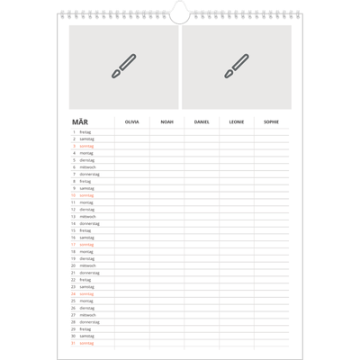 A3 Familienplaner — Gestalte selbst - 5-köpfige Familie [Marsch]