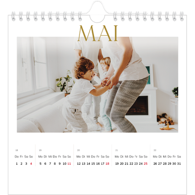 Jahreskalender Quadratisch — Großer goldener Text [deckblatt]