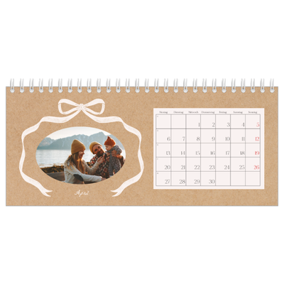 Tischkalender — Kraftpapier und Schleife [April]