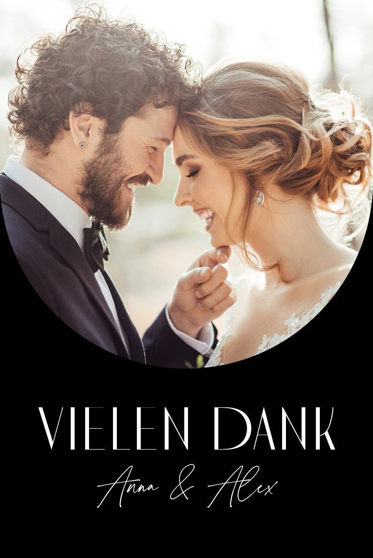 Dankeskarten — Stilvoller Bogen