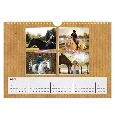 Fotokalender A4 — Fotos mit Klebestreifen-Optik [April]