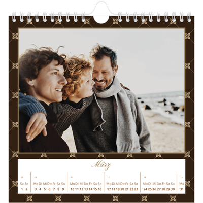 Jahreskalender Quadratisch — Vintage Schwarz-Weiß [Marsch]