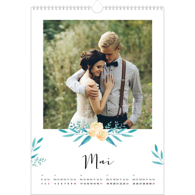A3 Jahreskalender — Blumen-Illustrationen [deckblatt]