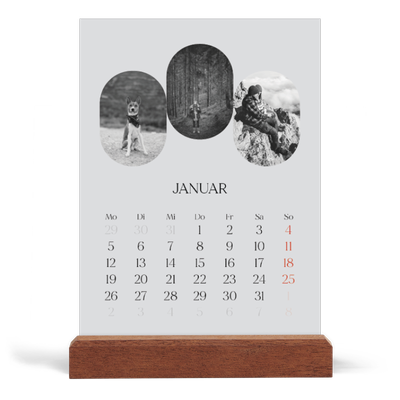 Tischkalender mit Holzfuß Hochformat  — Abenteuer-Route [Januar]
