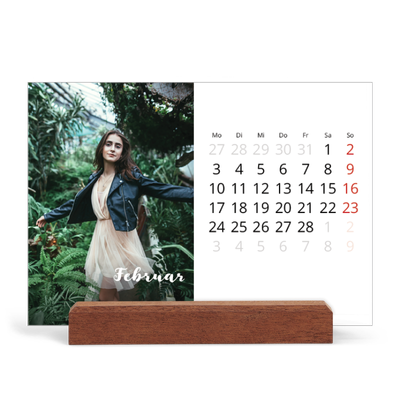 Tischkalender mit Holzfuß Querformat  — Monat [Februar]