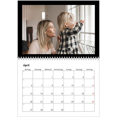 Fotokalender A4 doppelt (30 x 40 cm) — Black margin [April]