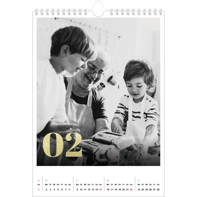 Fotokalender A4 (20 x 30 cm) — Große Glitzerzahlen [Februar]