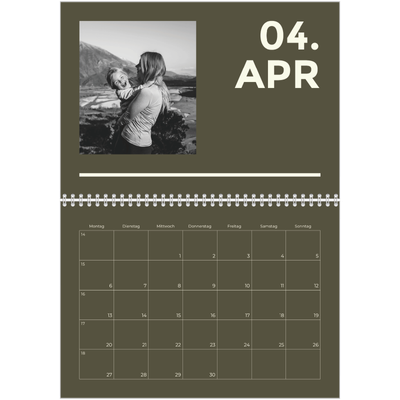 Fotokalender A4 doppelt (30 x 40 cm) — Modern und kräftig [April]