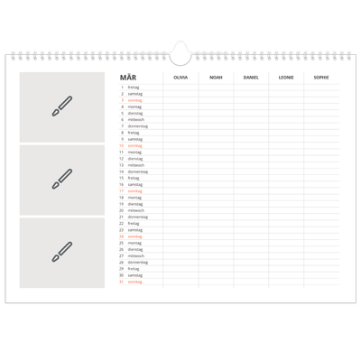 Family Planners A3 Landscape — Gestalte selbst - 5-köpfige Familie [Marsch]