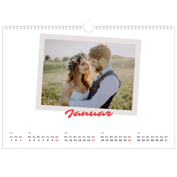 Fotokalender A3 — Karminrote Signatur