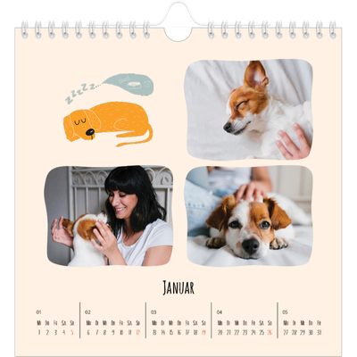Jahreskalender Quadratisch — Hunde und Kritzeleien [Januar]