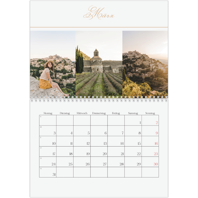 Fotokalender A4 doppelt (30 x 40 cm) — Goldschrift Banner [Marsch]