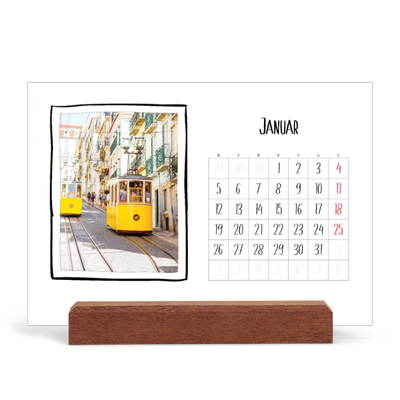 Tischkalender mit Holzfuß Querformat  — Scrapbook-Schnappschüsse [Januar]