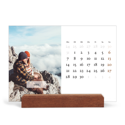 Tischkalender mit Holzfuß Querformat  — Klassischer Kalender [April]