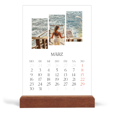 Tischkalender mit Holzfuß Hochformat  — Reisemosaike [Marsch]