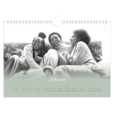 Fotokalender A4 — Zartgrüner Farbverlauf [Februar]