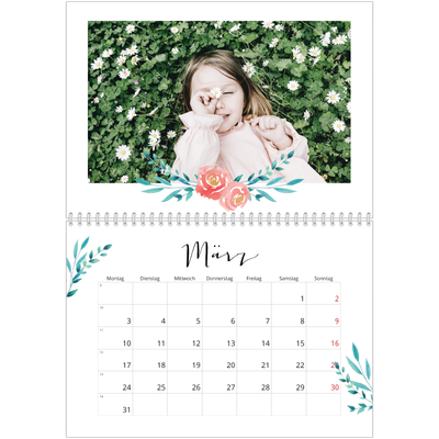 Fotokalender A4 doppelt (30 x 40 cm) — Blumen-Illustrationen [Marsch]