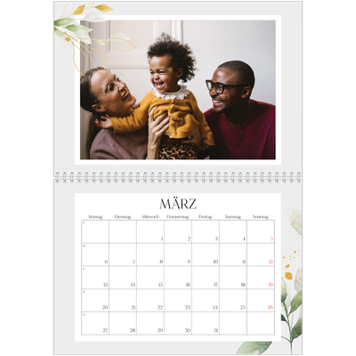 Fotokalender A4 doppelt (30 x 40 cm) — Floraler Akzent [Marsch]