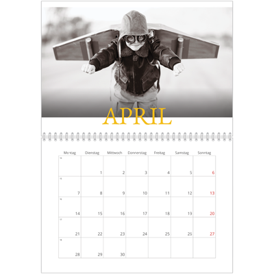 Fotokalender A4 doppelt (30 x 40 cm) — Historischer Stil [April]