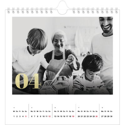 Jahreskalender Quadratisch — Große Glitzerzahlen [April]