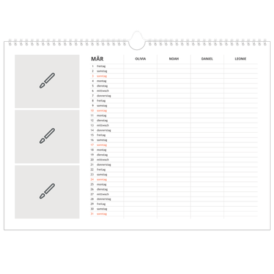 Family Planners A3 Landscape — Gestalte selbst - 4-köpfige Familie [Marsch]