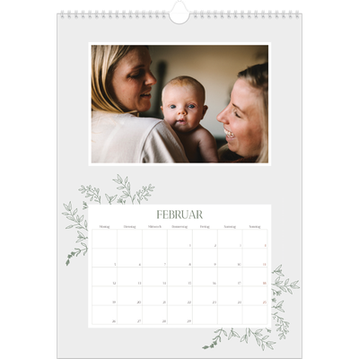 A3 Jahreskalender — Zart geblümt [Februar]