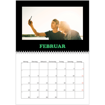 Fotokalender A4 doppelt (30 x 40 cm) — Bunte Schrift [Februar]