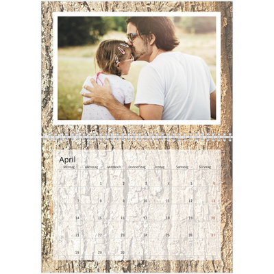 Fotokalender A4 doppelt (30 x 40 cm) — Holzstrukturen [April]