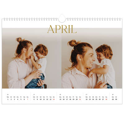 Fotokalender A3 — Großer goldener Text [April]