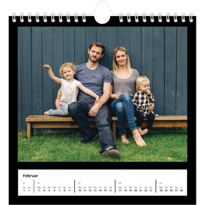 Jahreskalender Quadratisch — Black margin [Februar]
