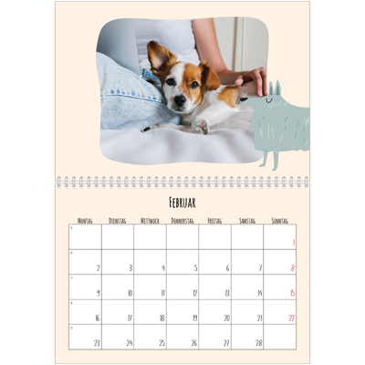 Fotokalender A4 doppelt (30 x 40 cm) — Hunde und Kritzeleien [Februar]