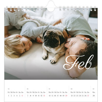 Jahreskalender Quadratisch — Handgeschriebener Monat [Februar]