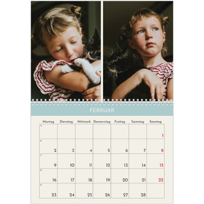 Fotokalender A4 doppelt (30 x 40 cm) — Pastellfarbene Monate [Februar]