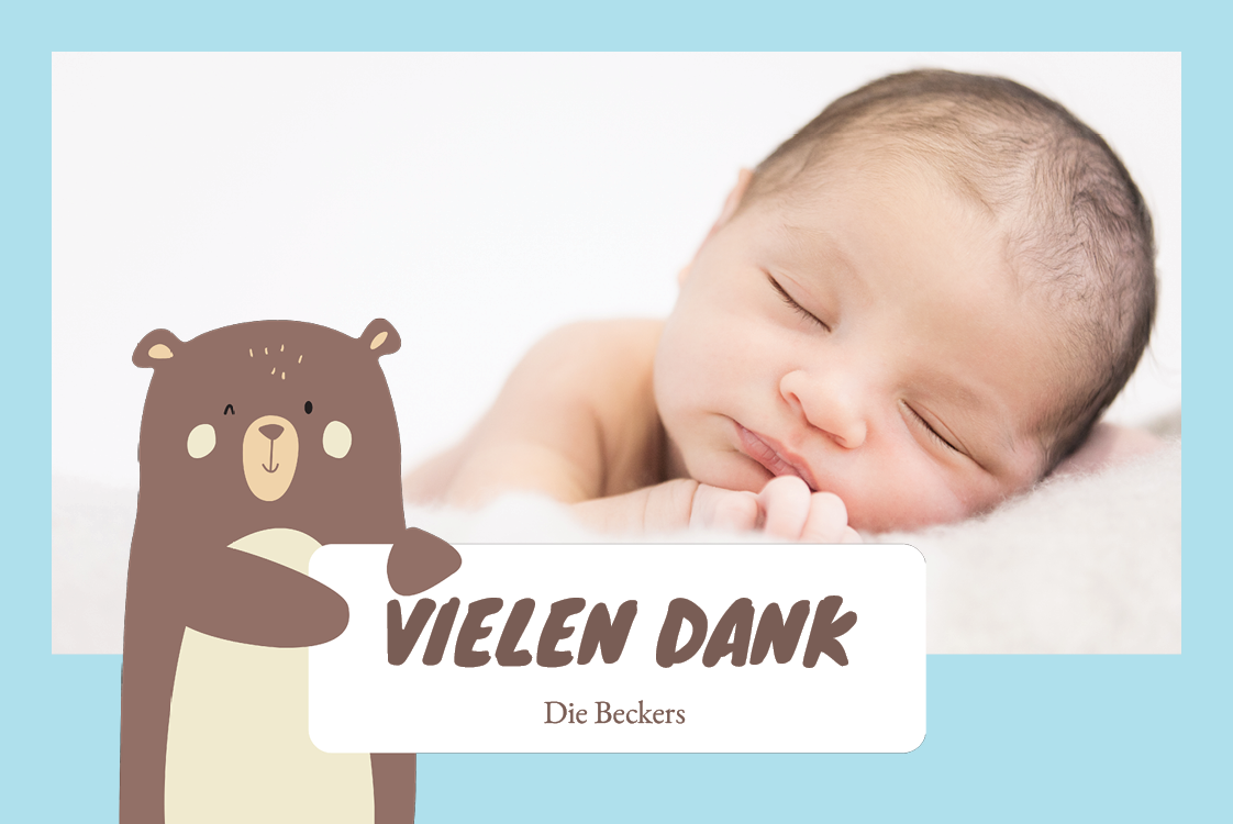 Dankeskarten — Baby Bär - Blau
