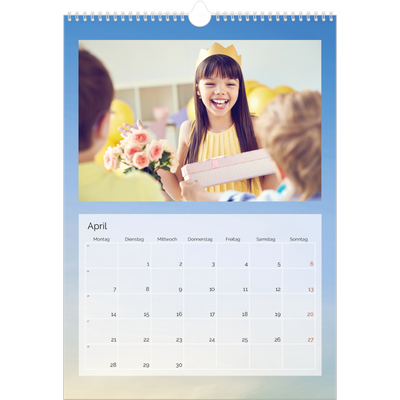 A3 Jahreskalender — Wolkenhintergrund [April]