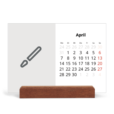 Tischkalender mit Holzfuß Querformat  — Gestalte deine eigenen Produkte [April]