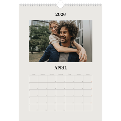 A3 Jahreskalender — Schlicht in Creme [April]