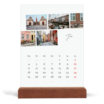 Tischkalender mit Holzfuß Hochformat — Städtereise