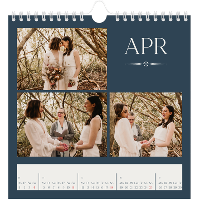 Jahreskalender Quadratisch — Schiefer und Serifen [April]