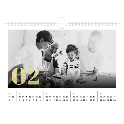 Fotokalender A4 — Große Glitzerzahlen [Februar]
