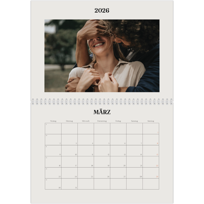 Fotokalender A4 doppelt (30 x 40 cm) — Schlicht in Creme [Marsch]