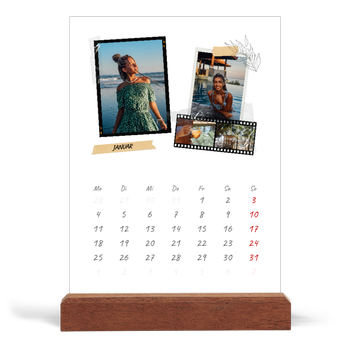 Tischkalender mit Holzfuß Hochformat — Scrapbook-Flair